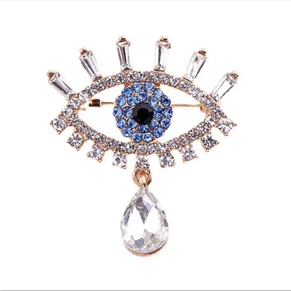 Rhinestone Evil Eye Brooch, Evil Eye Pin